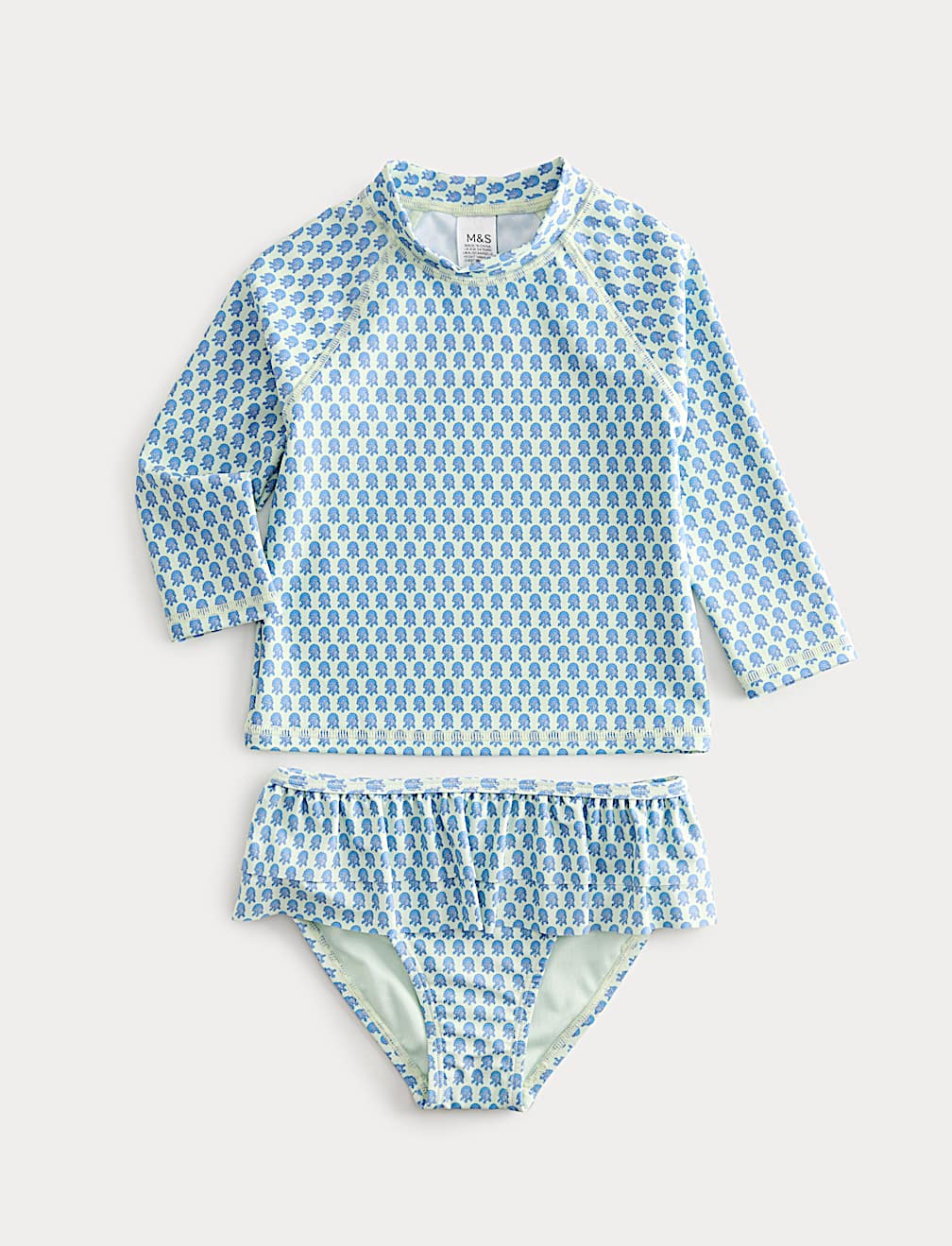 2 Piece Floral Block Print Swim Set (2-8 Yrs)