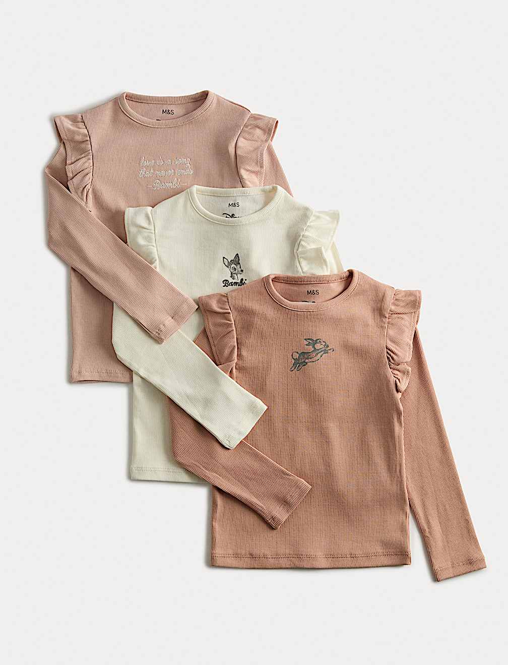 3pk Cotton Rich Disney™ Bambi™ Tops (2-8 Yrs)