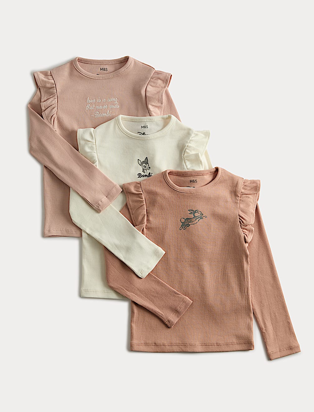 3pk Cotton Rich Disney™ Bambi™ Tops (2-8 Yrs)