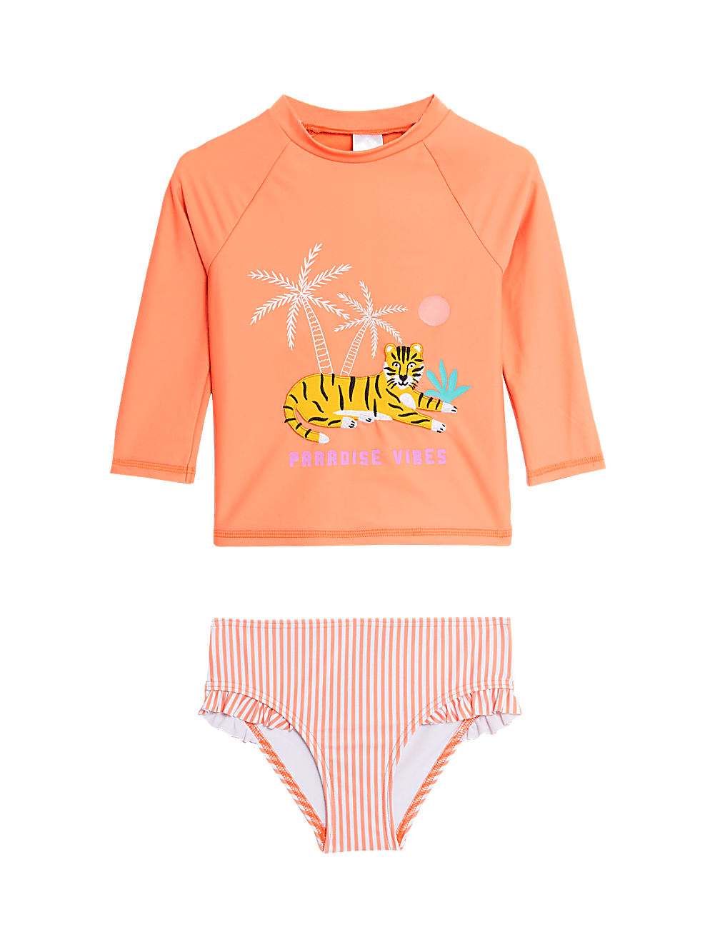 2pc Tiger Long Sleeve Rash Vest Swim Set (2-8 Yrs)
