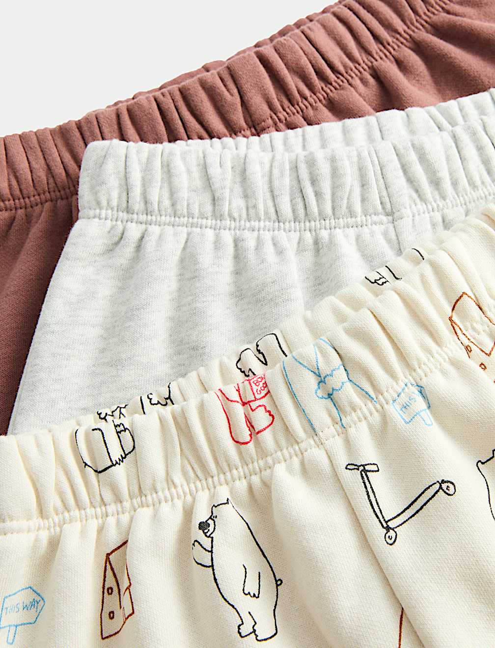 3 Pack Cotton Rich Bear Print Joggers (0-3 Yrs)