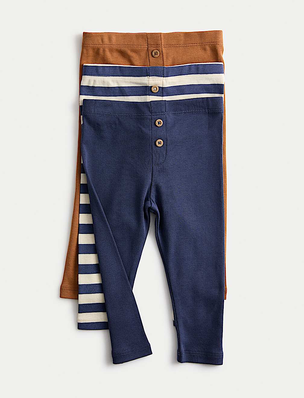 3 Pack Pure Cotton Striped Leggings (0-3 Yrs)