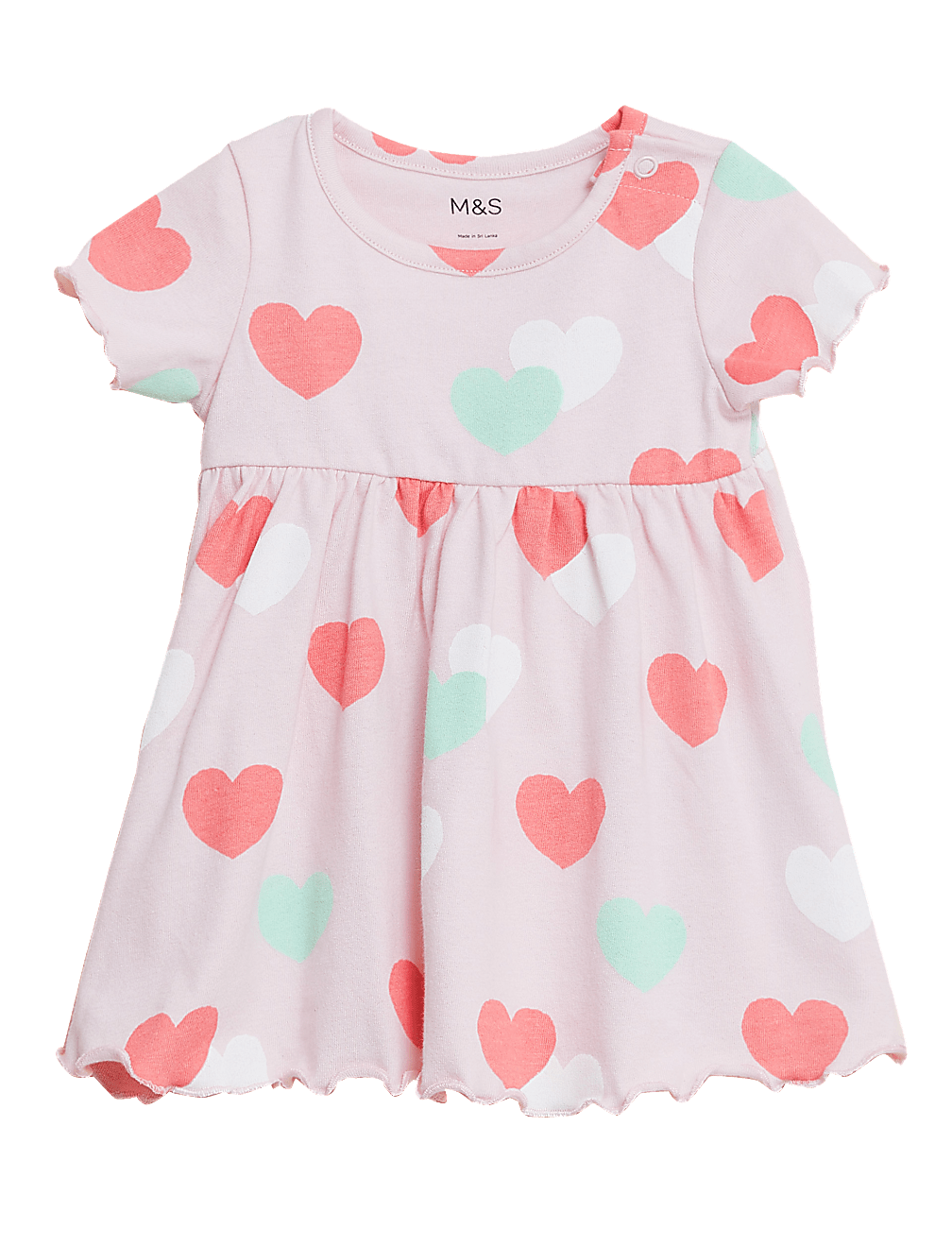 Pure Cotton Heart Print Dress (0 - 3  Yrs)