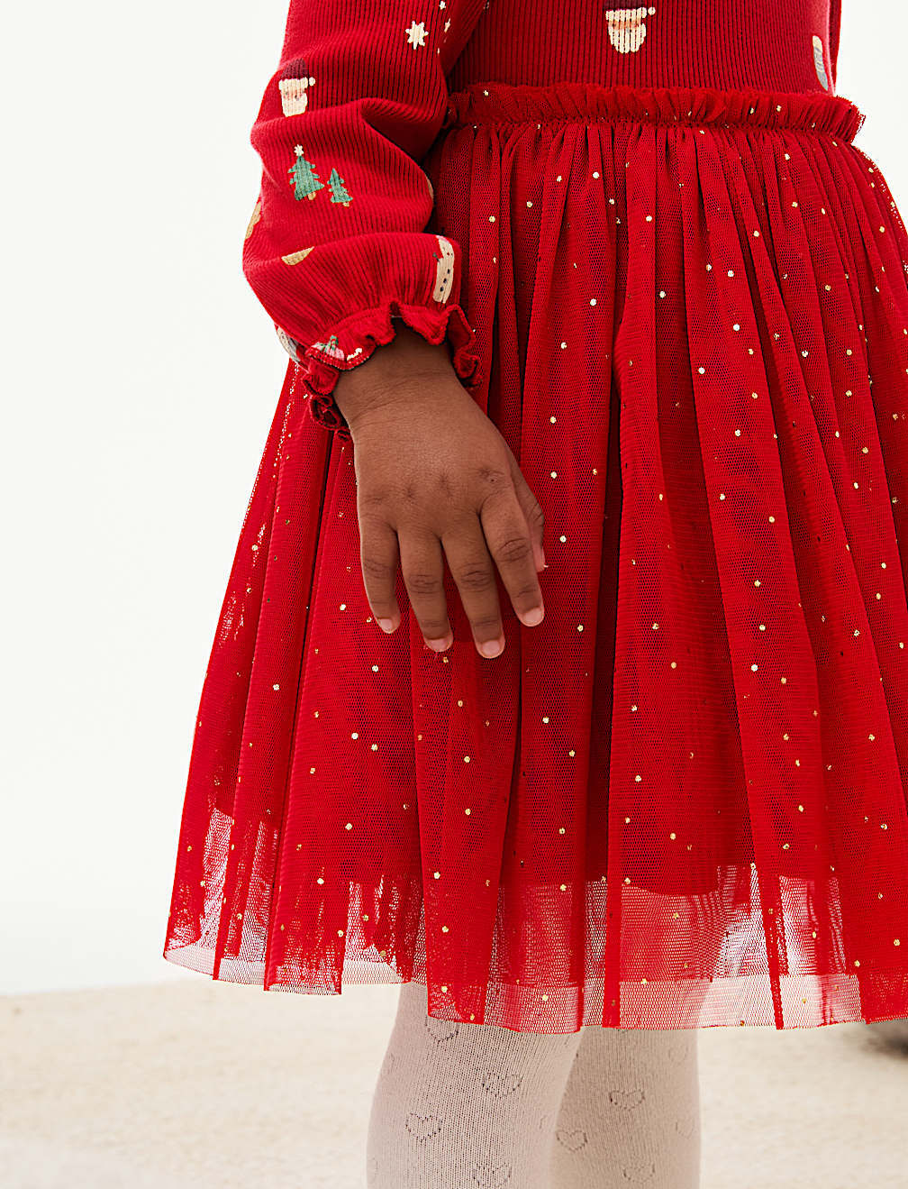 Jersey and Tulle Christmas Print Dress (0-8 Yrs)