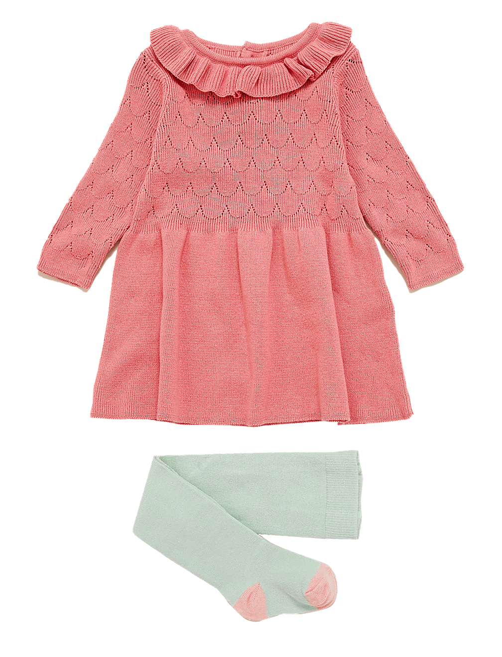 2pc Cotton Knitted Dress Outfit (0-3 Yrs)
