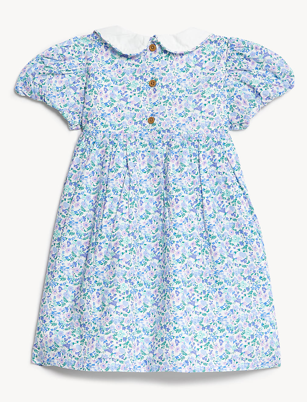 Cotton Blue Ditsy Collar Dress