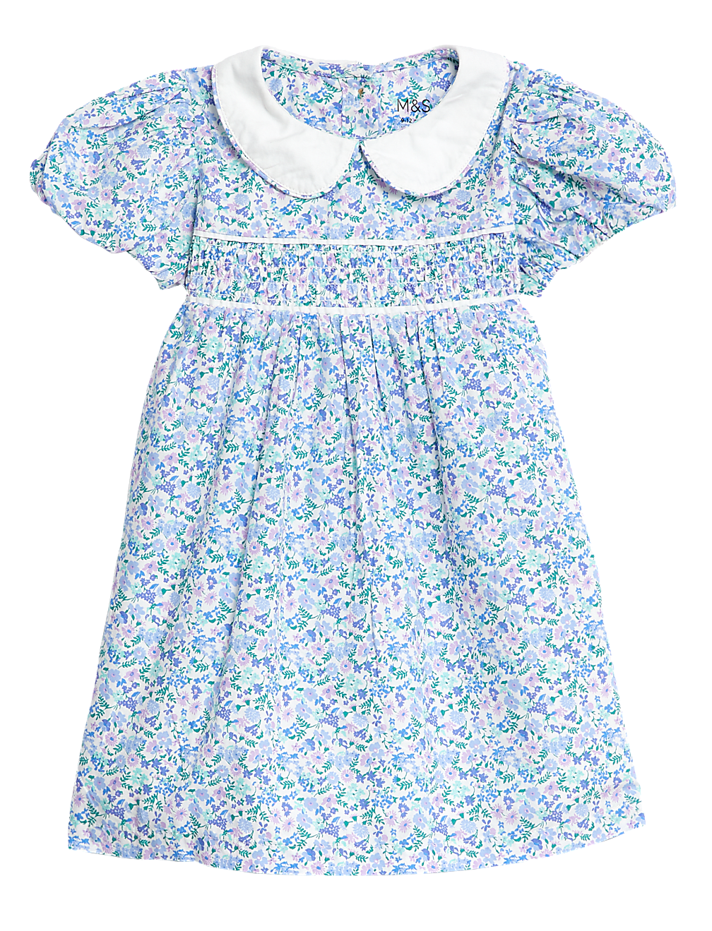 Cotton Blue Ditsy Collar Dress