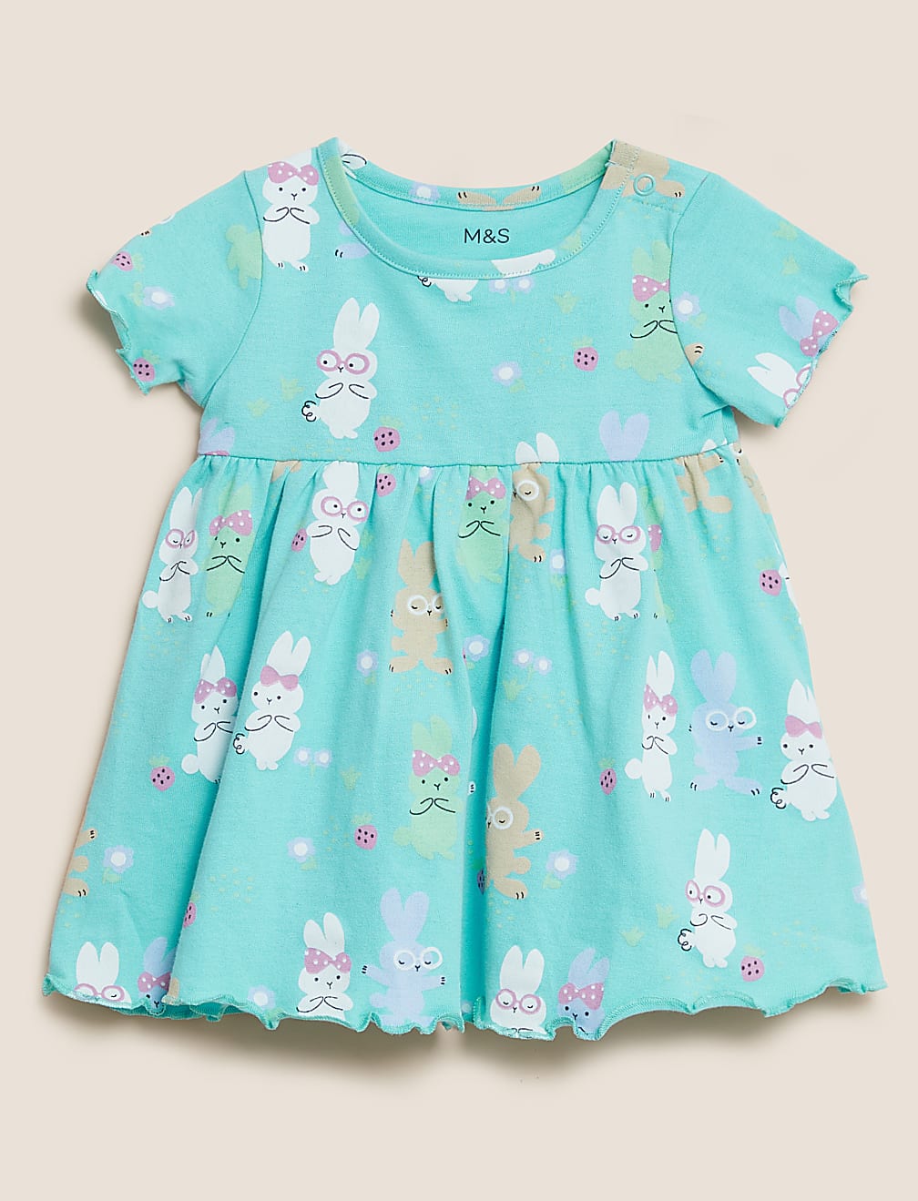 Pure Cotton Rabbit Print Dress (0-3 Yrs)