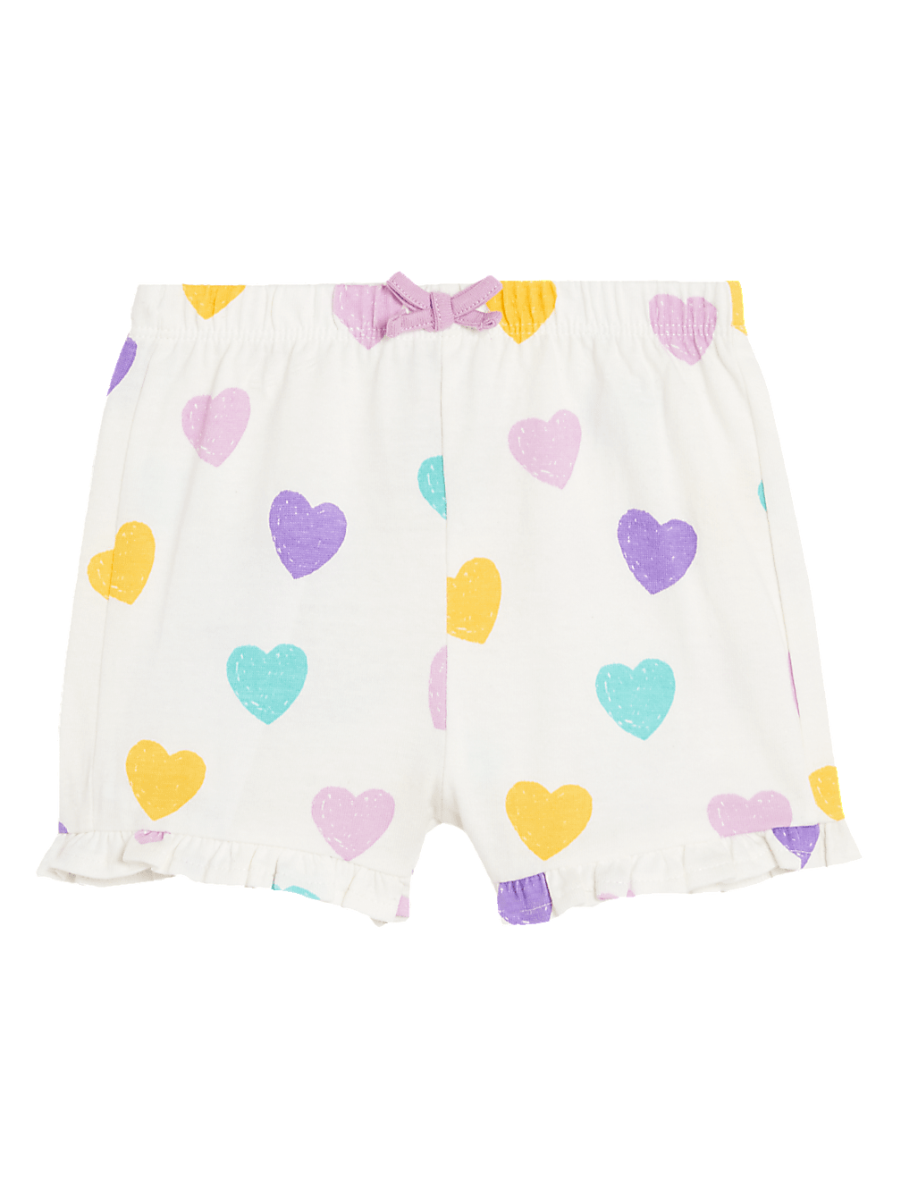 Pure Cotton Heart Print Frill Shorts