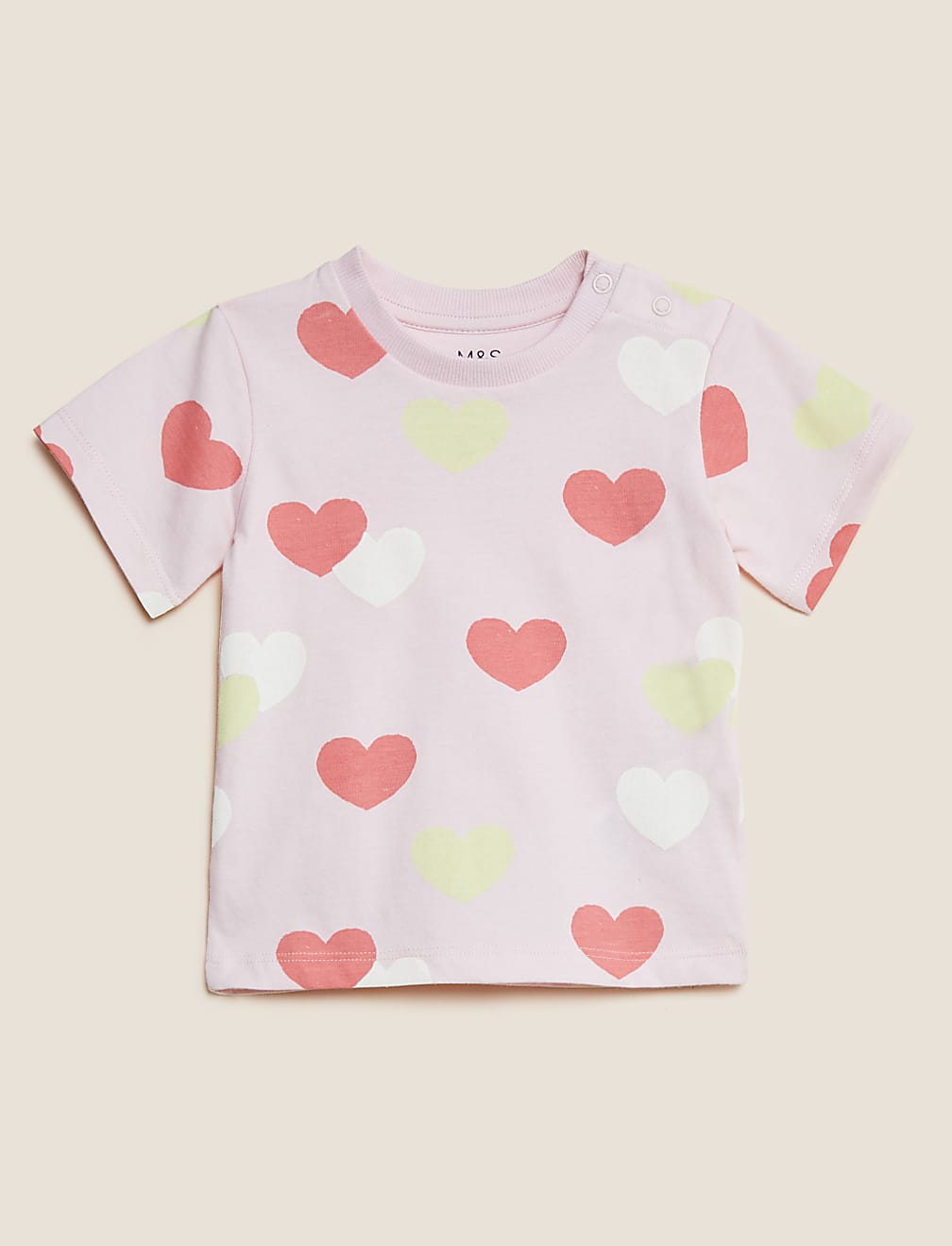 Pure Cotton Heart Print T-Shirt (0-3 Yrs)
