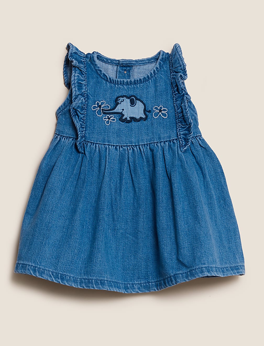 3pc Denim Elephant Dress Outfit (0-3 Yrs)