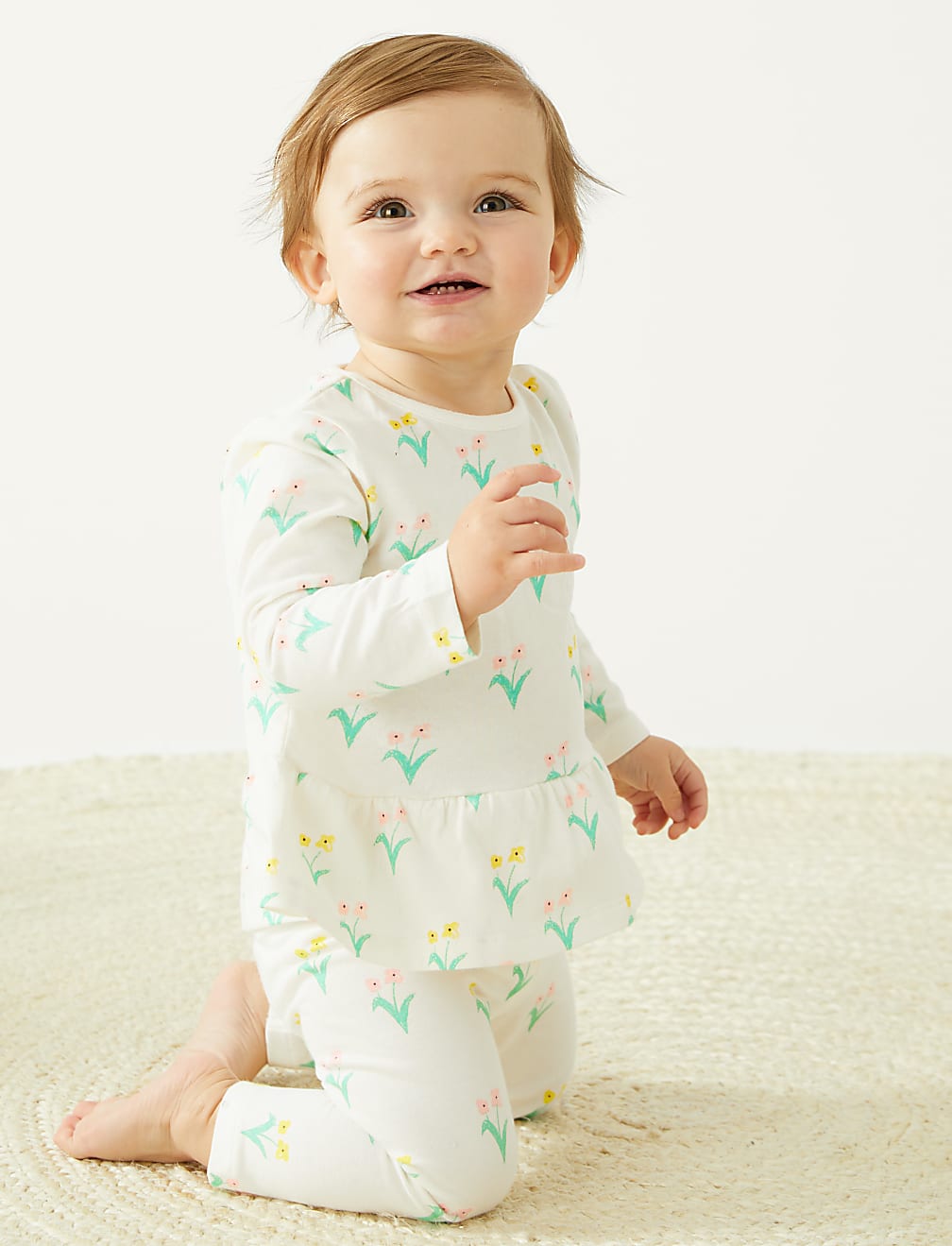 Pure Cotton Floral Top (0-3 Yrs)