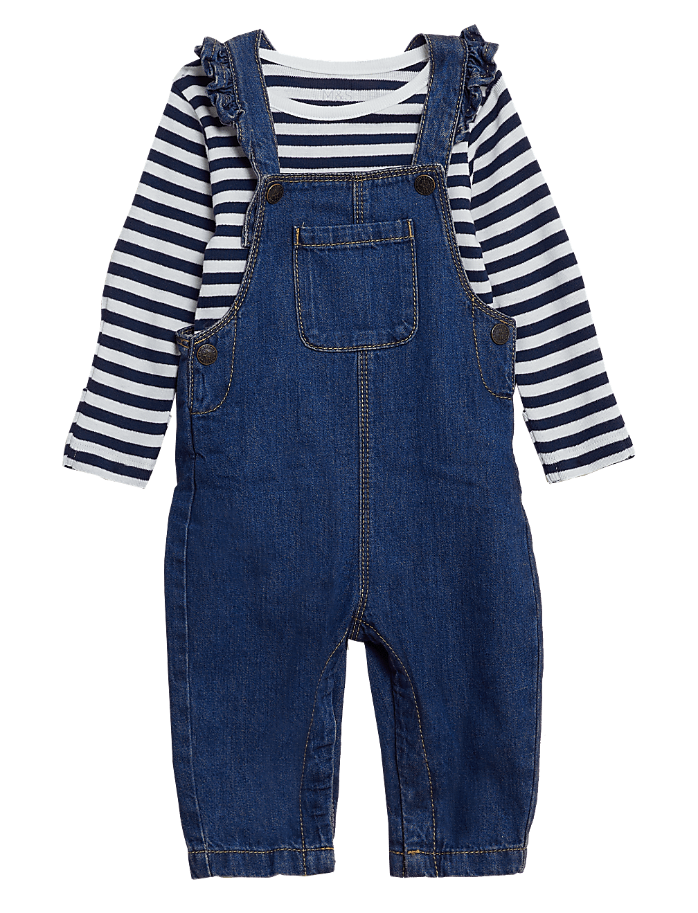 2pc Pure Cotton Denim Dungaree Outfit