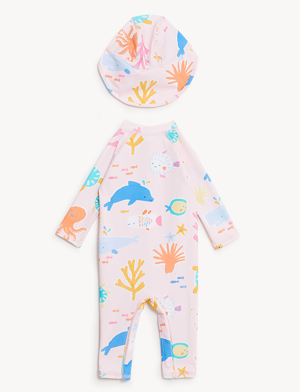 Sealife Long Sleeve Swimsuit & Hat Set