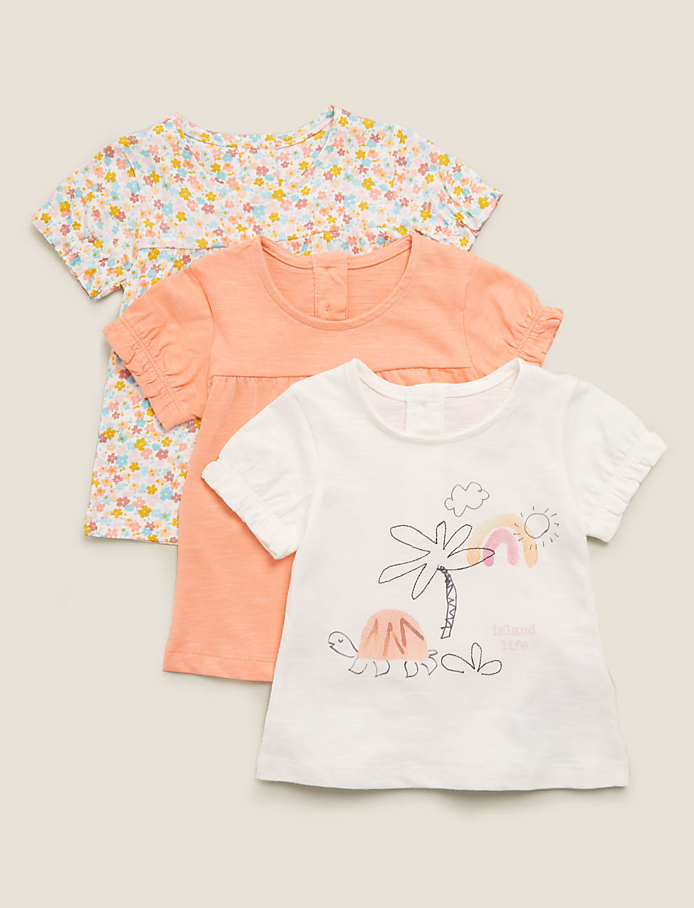 3pk Pure Cotton Floral & Tortoise Tops