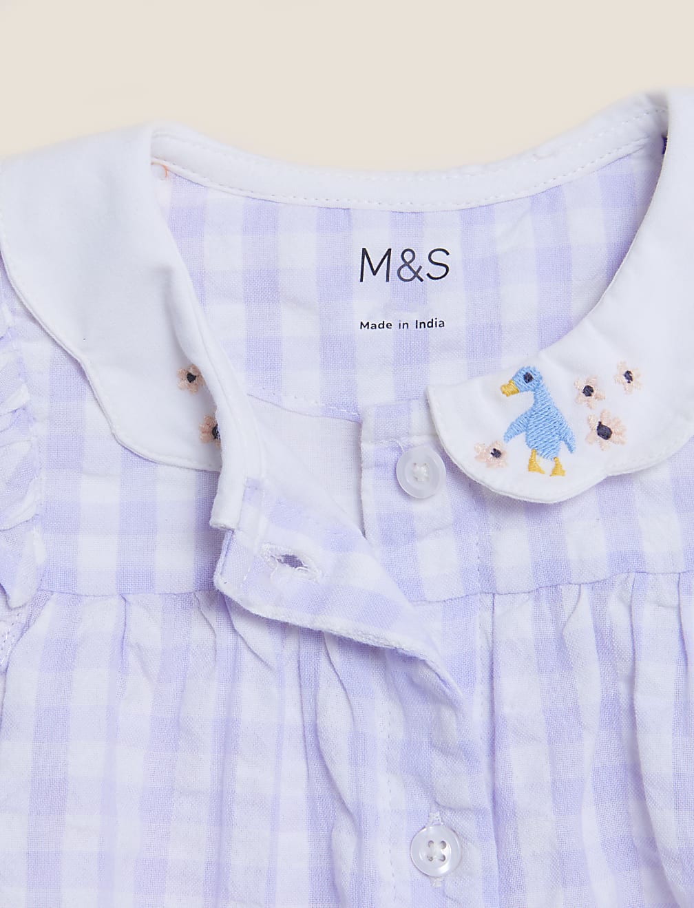 Pure Cotton Gingham Romper (0 - 3 Yrs)