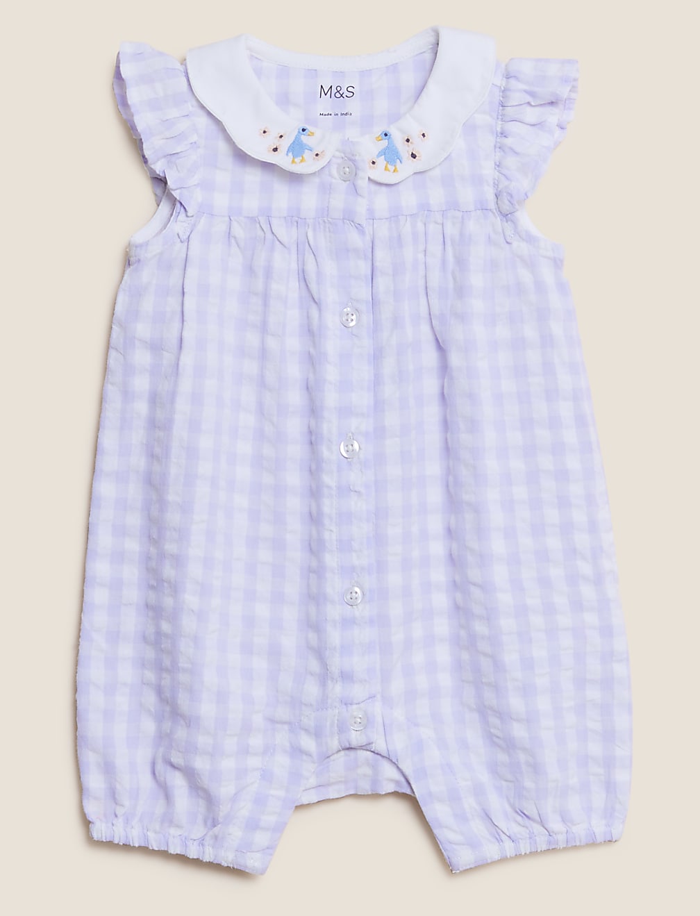 Pure Cotton Gingham Romper (0 - 3 Yrs)