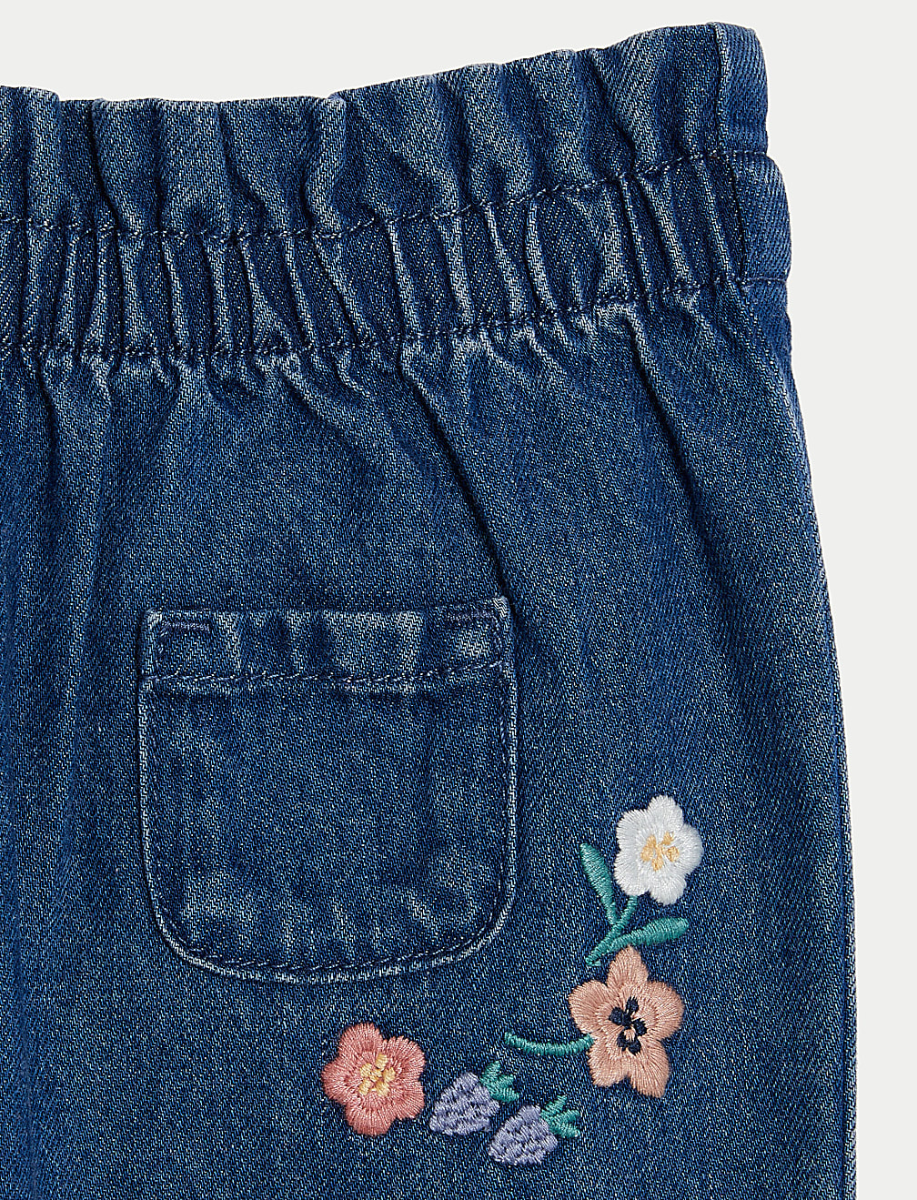 Pure Cotton Floral Jeans (0-3 Yrs)