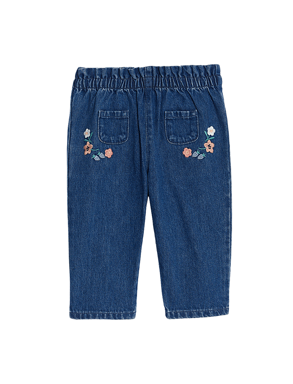 Pure Cotton Floral Jeans (0-3 Yrs)