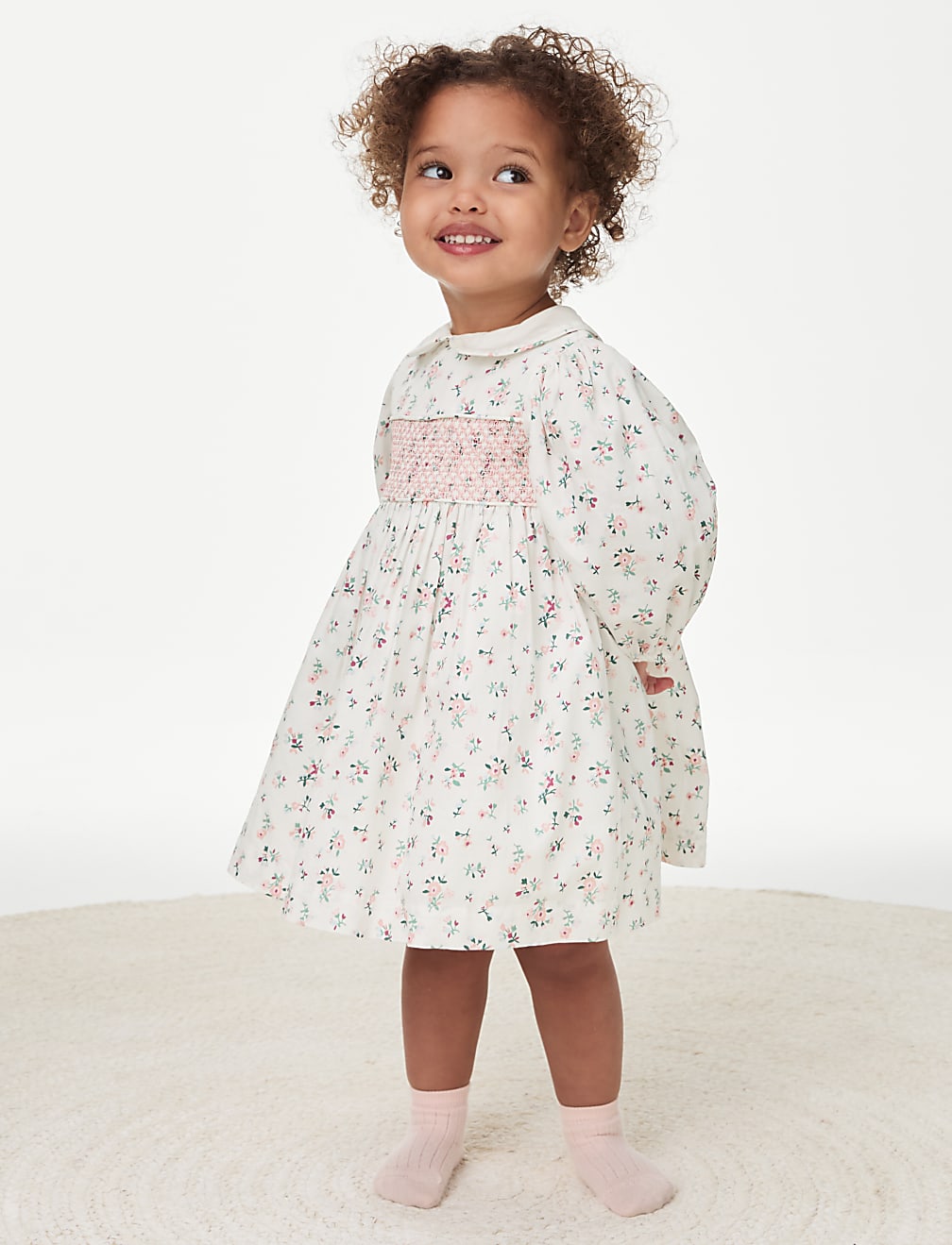 Pure Cotton Print Smock Dress (0-3 Yrs)