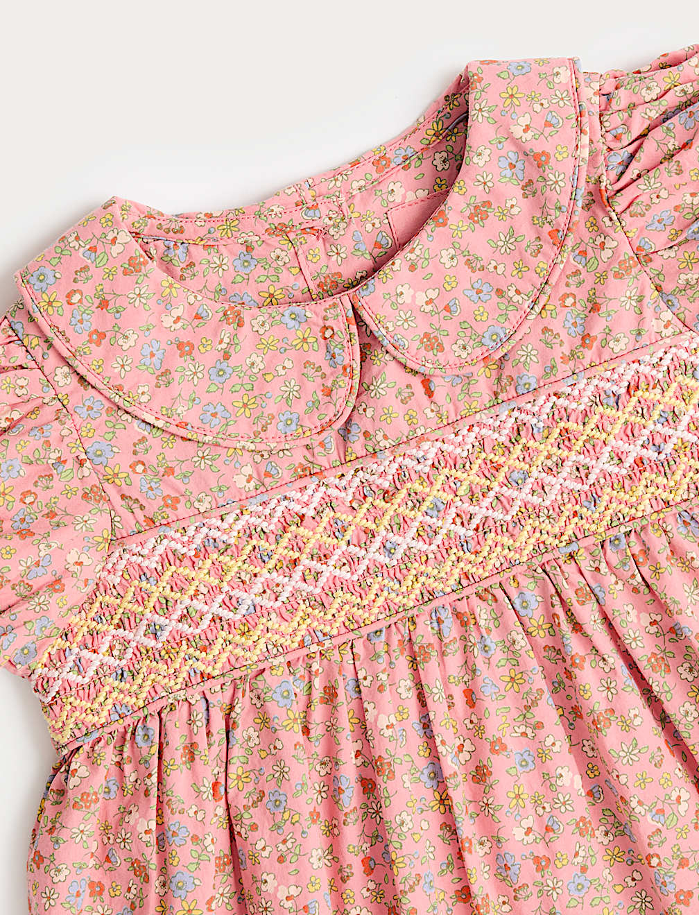 Pure Cotton Floral Smock Dress (0-3 Yrs)