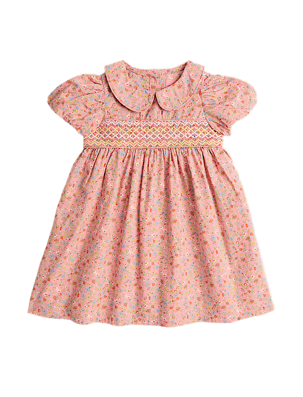 Pure Cotton Floral Smock Dress (0-3 Yrs)