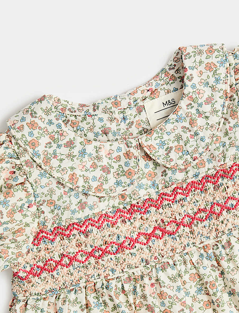 Pure Cotton Floral Smock Dress (0-3 Yrs)