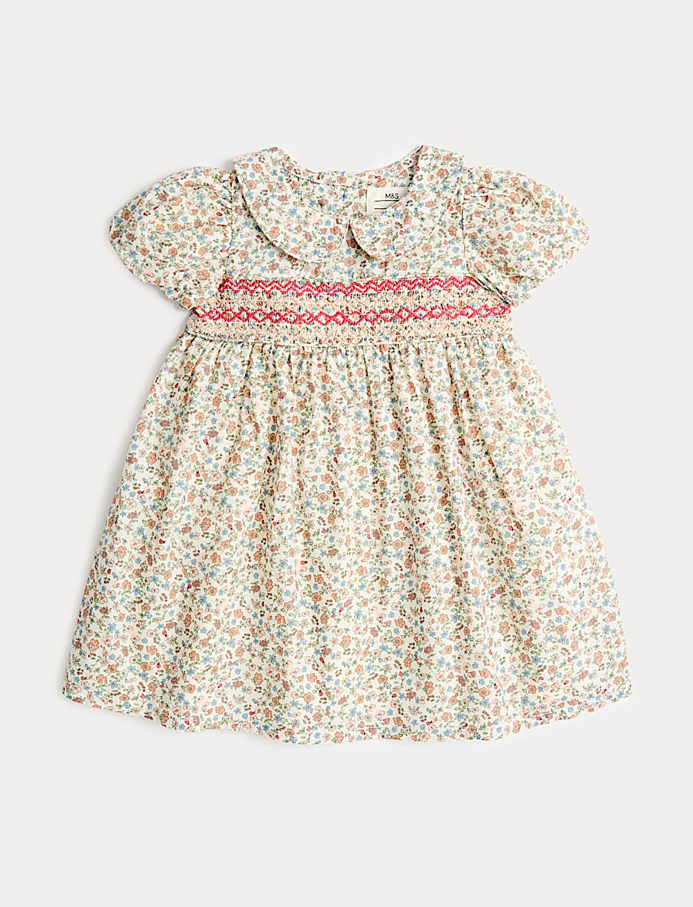 Pure Cotton Floral Smock Dress (0-3 Yrs)