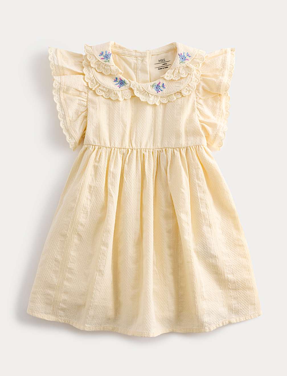 Pure Cotton Embroidered Collar Dress (0-5 Yrs)