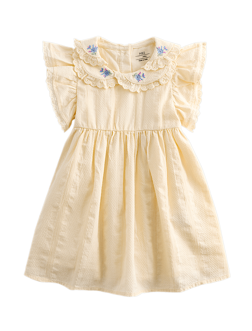 Pure Cotton Embroidered Collar Dress (0-5 Yrs)