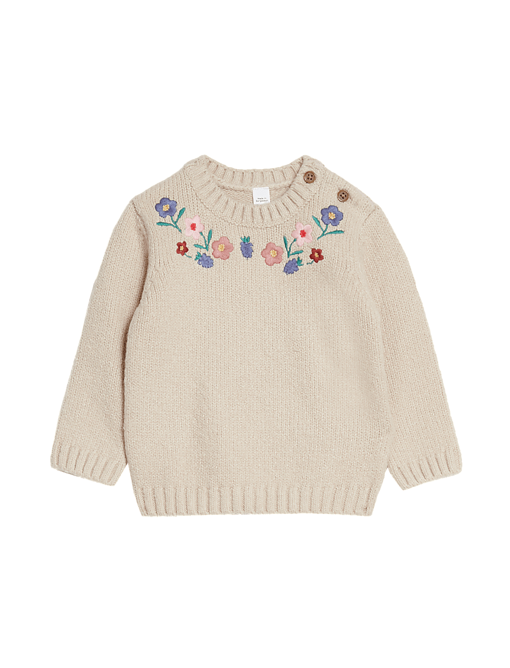 Cotton Rich Floral Knitted Jumper (0-3 Yrs)