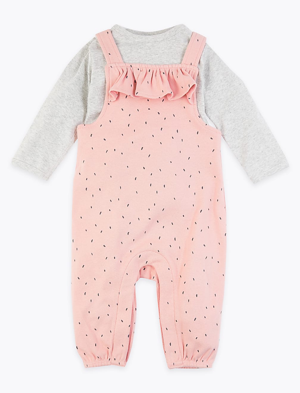 2 Piece Cotton Spotted Dungaree Outfit (0-3 Yrs)