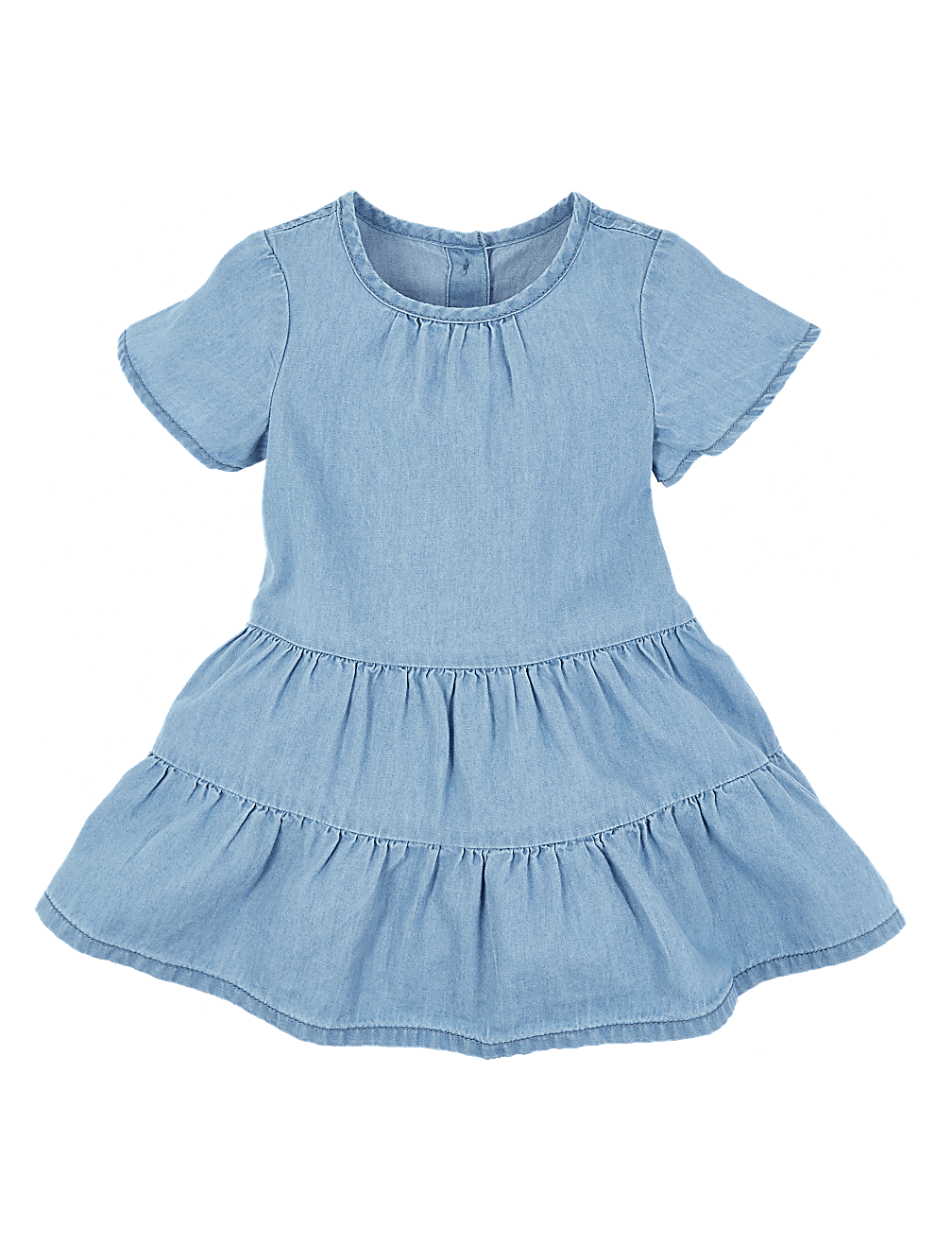 Cotton Chambray Tiered Dress