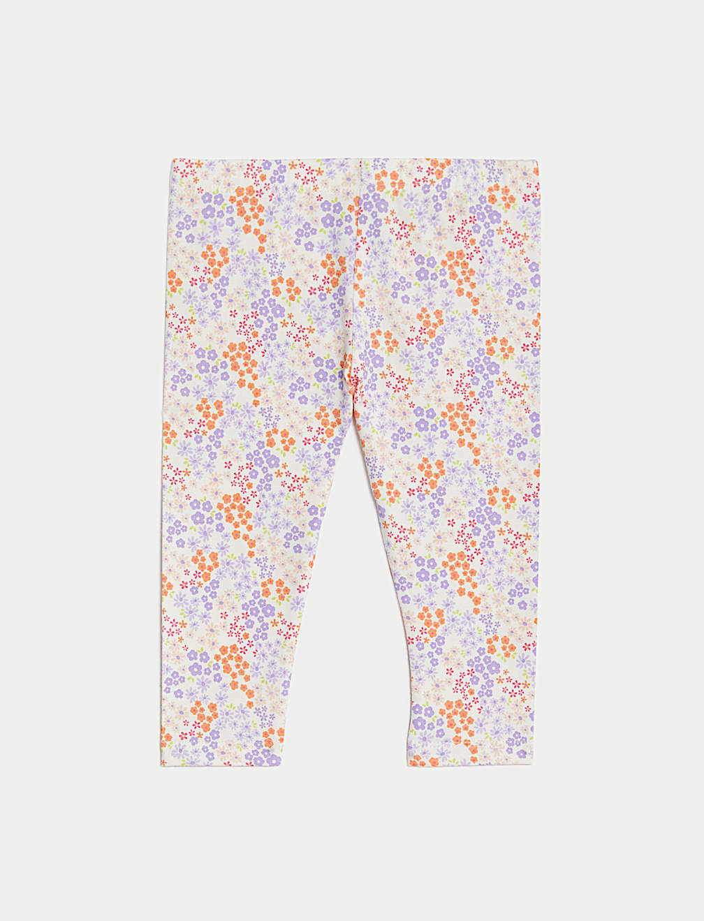 2pk Cotton Rich Plain & Floral Leggings (0-3 Yrs)