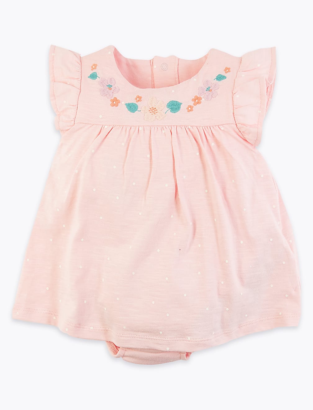 Cotton Spotted Bodysuit Dress (0-12 Mths)