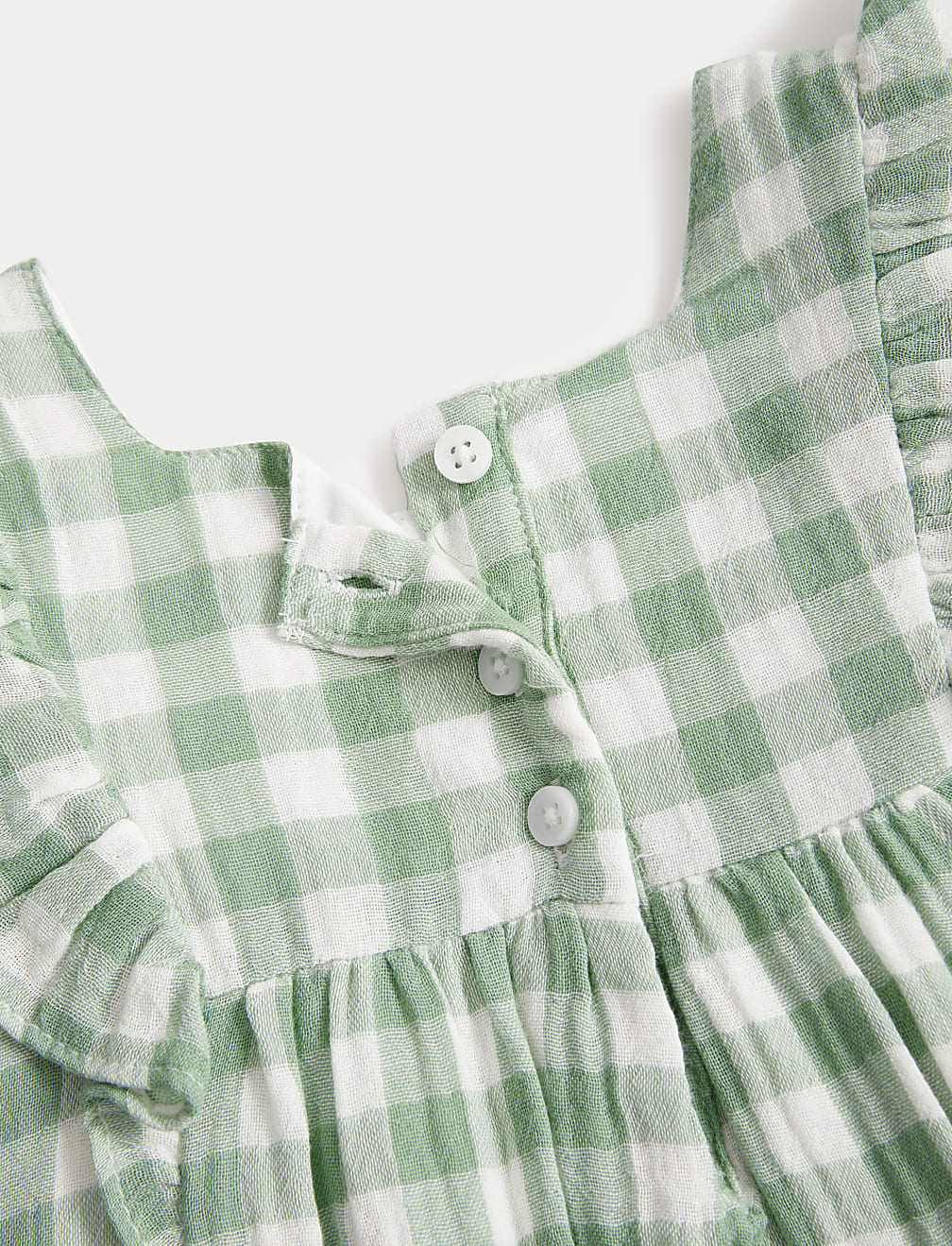 Pure Cotton Gingham Frill Dress (0-3 Yrs)