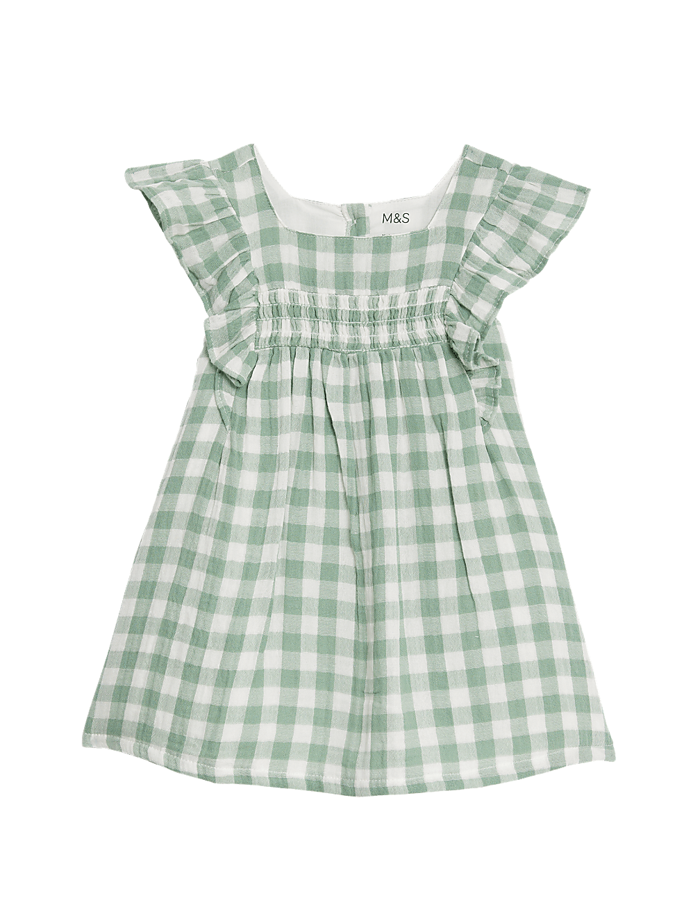 Pure Cotton Gingham Frill Dress (0-3 Yrs)