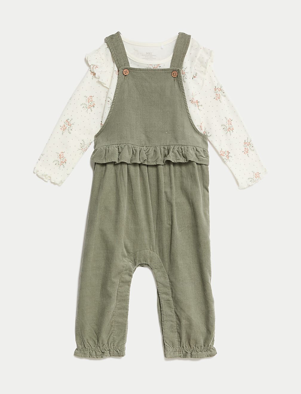 2pc Pure Cotton Cord Dungaree Outfit (0-3 Yrs)