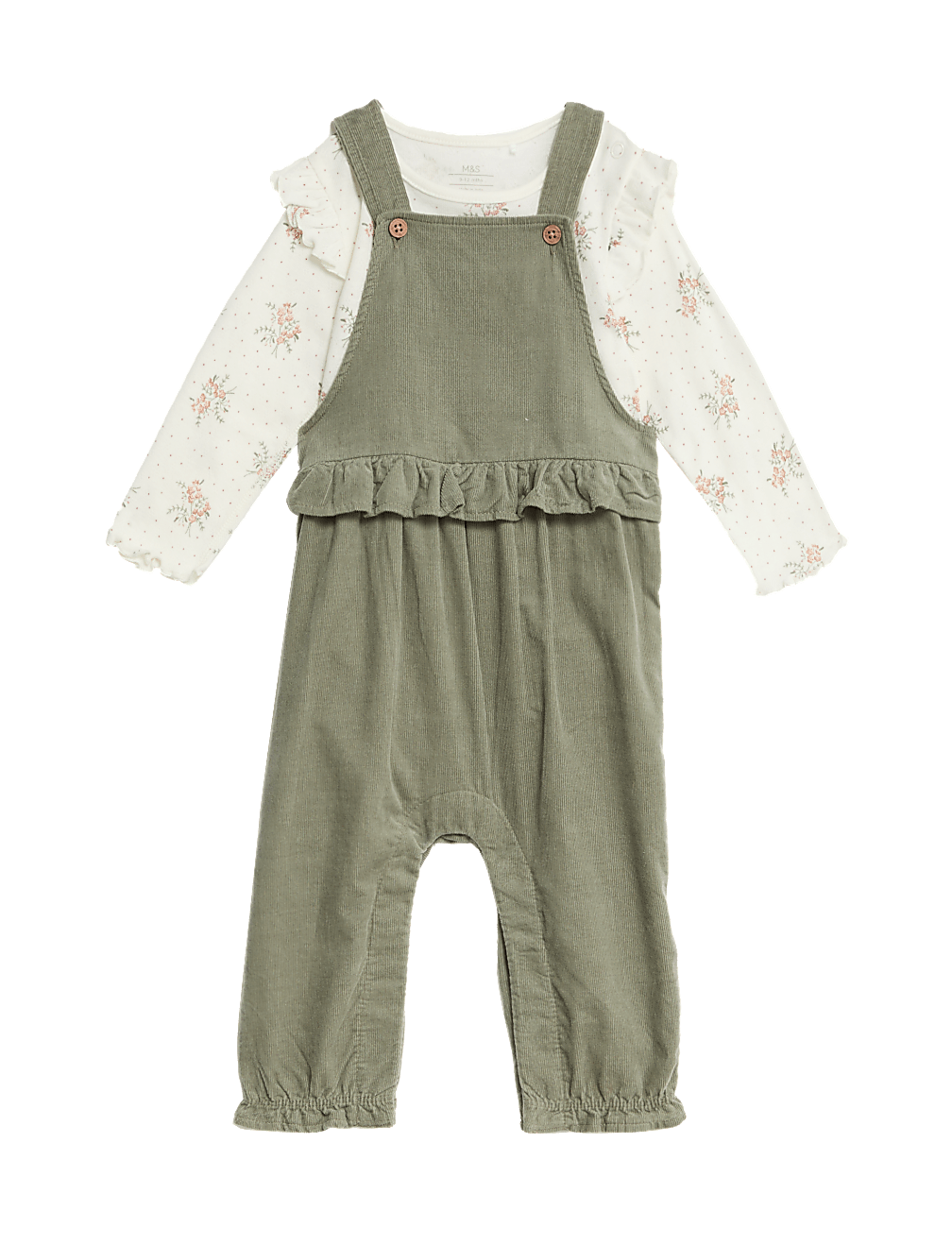 2pc Pure Cotton Cord Dungaree Outfit (0-3 Yrs)