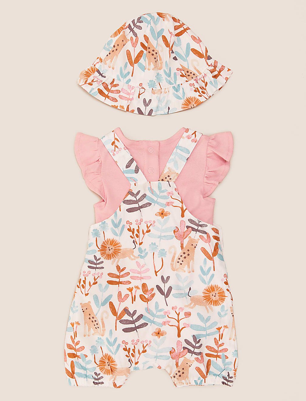 3pc Pure Cotton Lion Print Romper Outfit