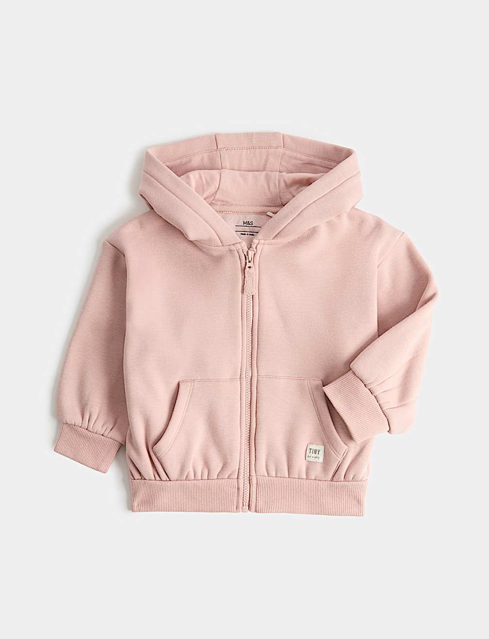 Cotton Blend Plain Zip Hoodie (0-3 Yrs)