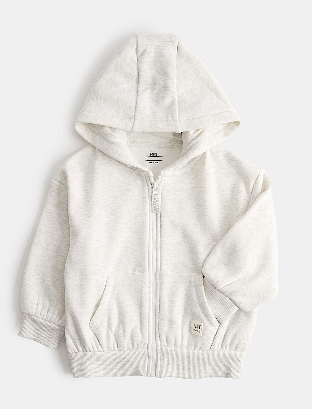 Cotton Blend Plain Zip Hoodie (0-3 Yrs)
