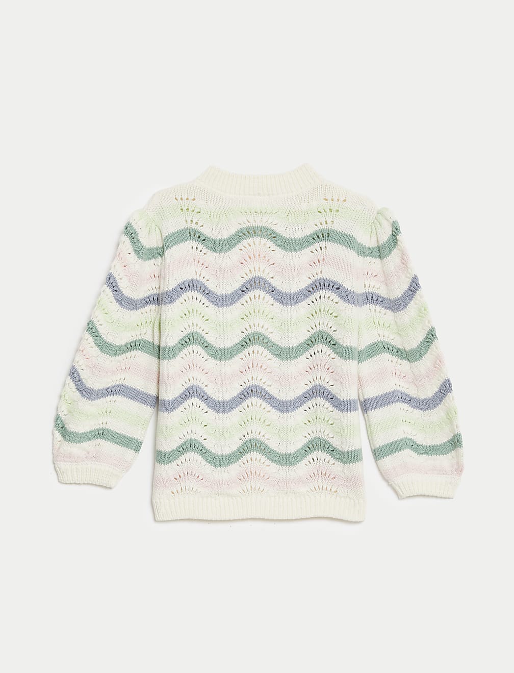 Pure Cotton Striped Pointelle Cardigan (0-3 Yrs)