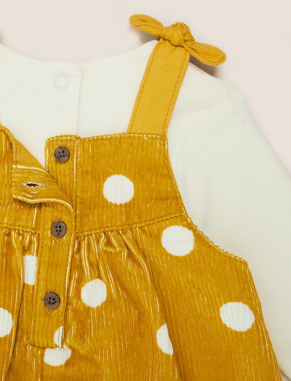 3 Piece Cotton Spot Cord Dress Outfit (0-3 Yrs)