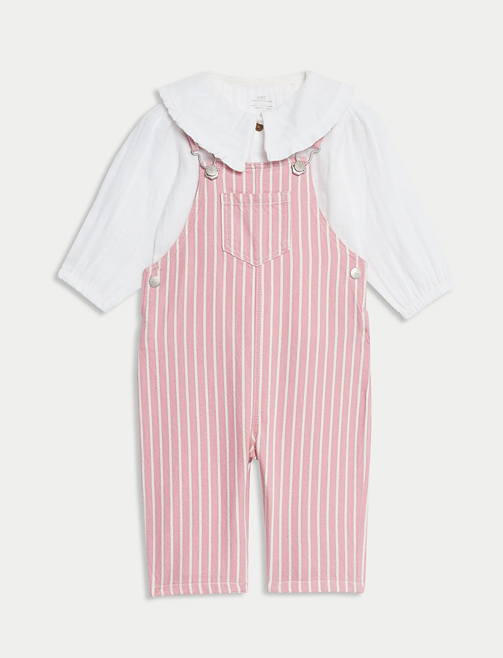 2pc Pure Cotton Striped Dungarees Outfit (0-3 Yrs)