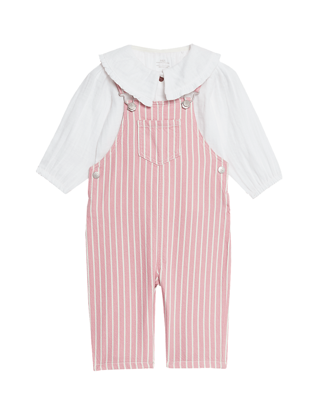2pc Pure Cotton Striped Dungarees Outfit (0-3 Yrs)
