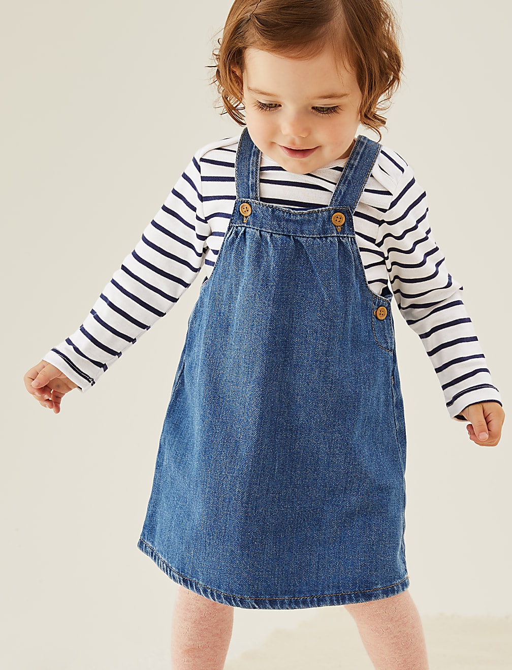 2pc Pure Cotton Denim Pinny Outfit (0-3 Yrs)