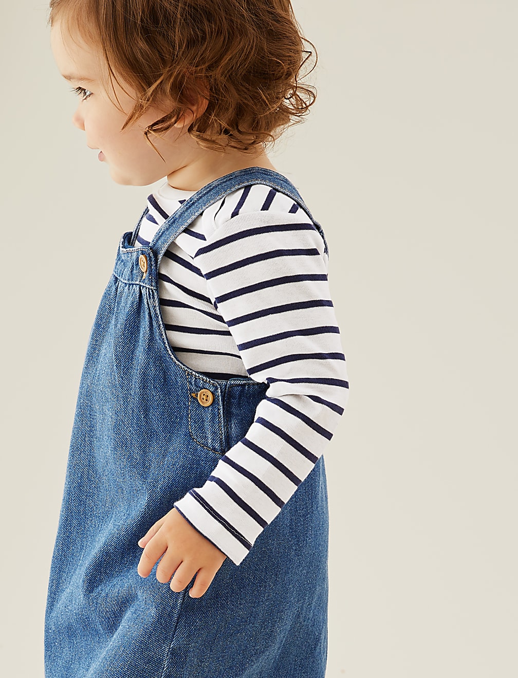 2pc Pure Cotton Denim Pinny Outfit (0-3 Yrs)