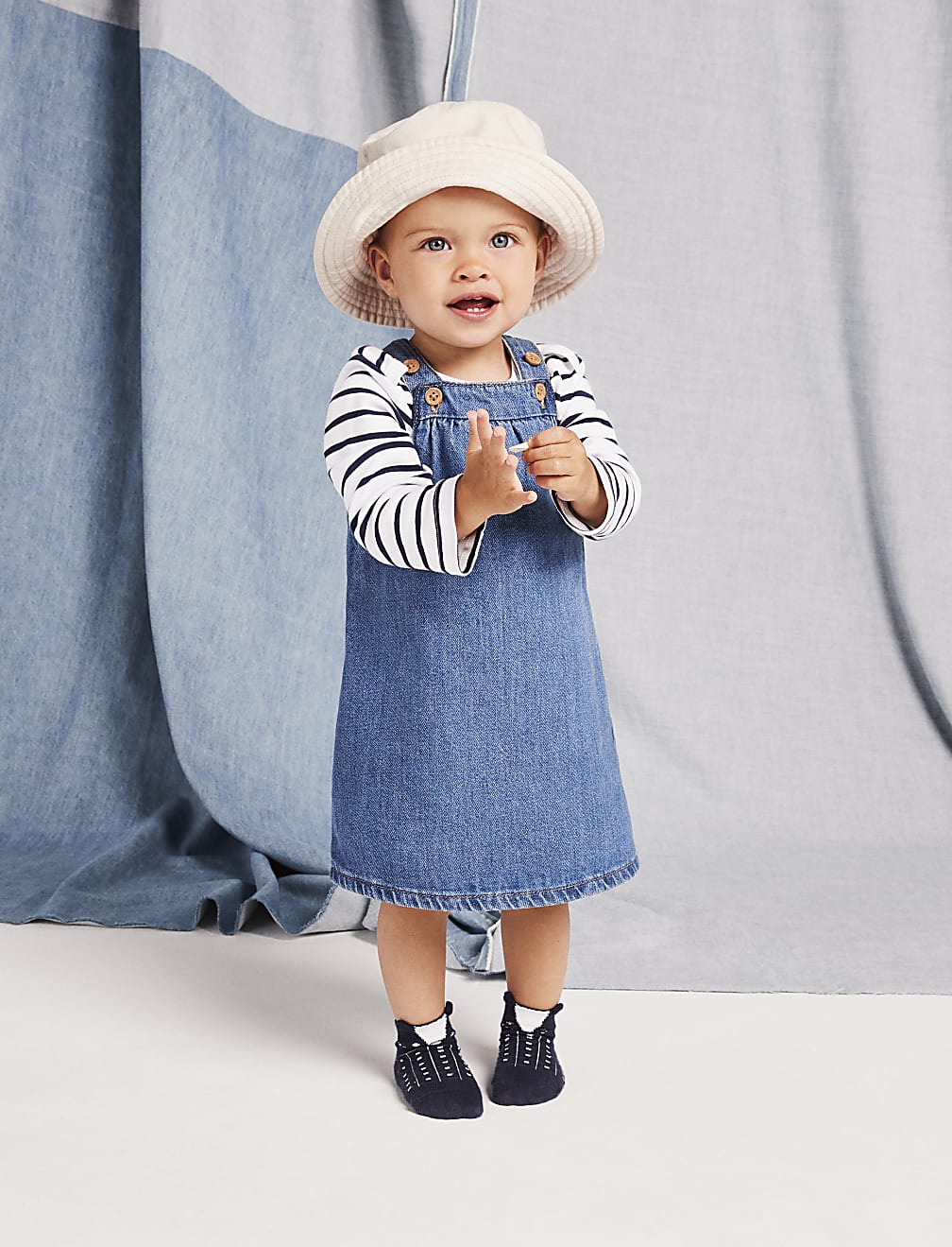 2pc Pure Cotton Denim Pinny Outfit (0-3 Yrs)