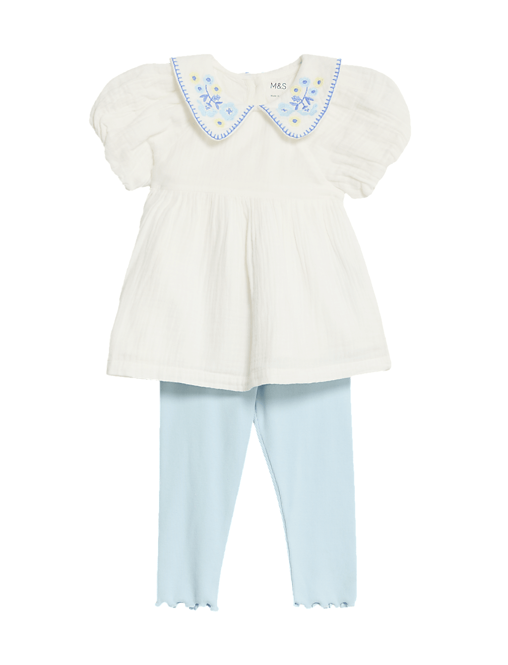 2pc Pure Cotton Embroidered Outfit (0-3 Yrs)